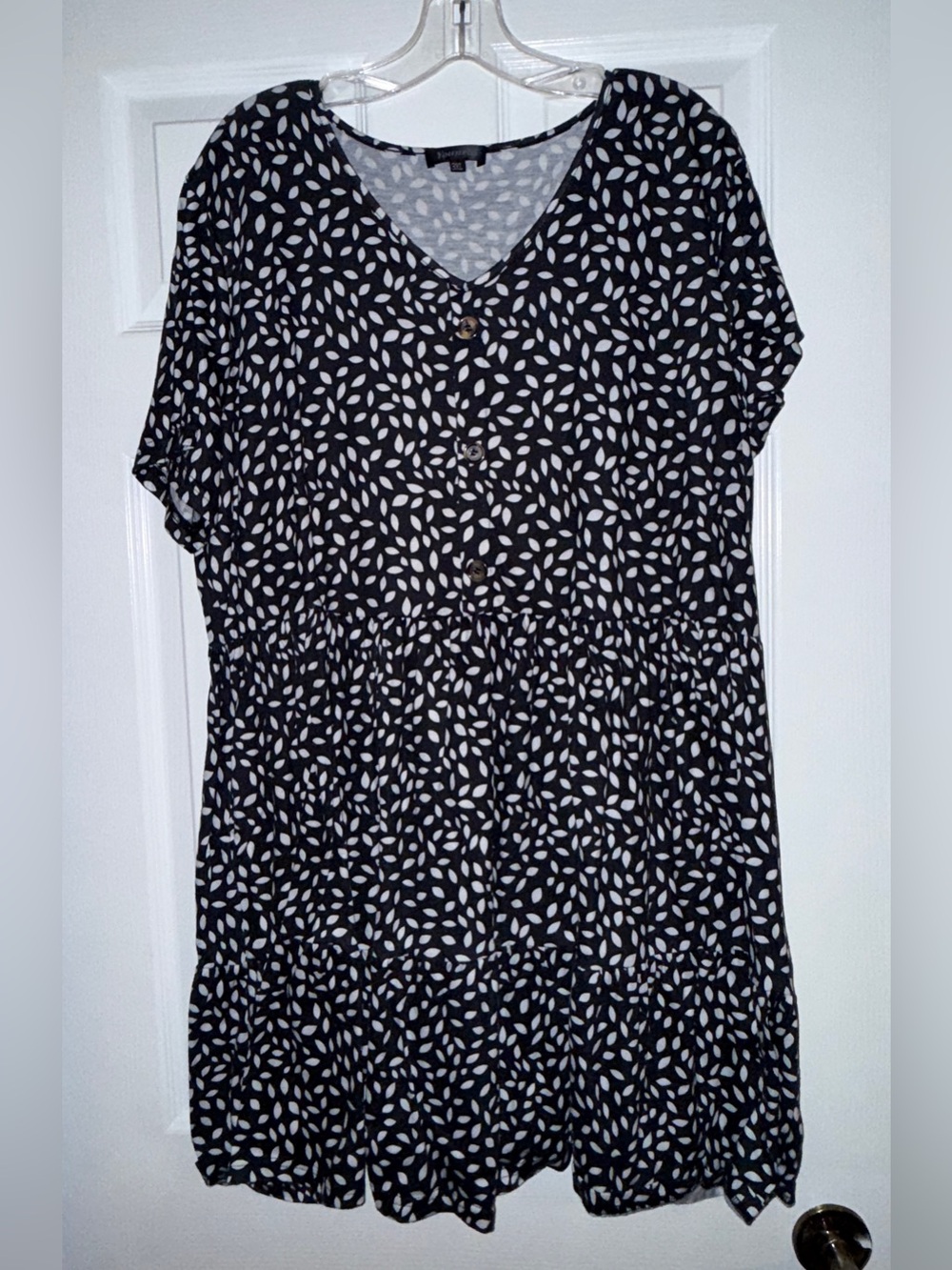 Women's navy and White Button-Front Short Sleeve Dress